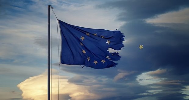 Torn European Union flag. (Image: Theophilos Papadopoulos via Flickr)